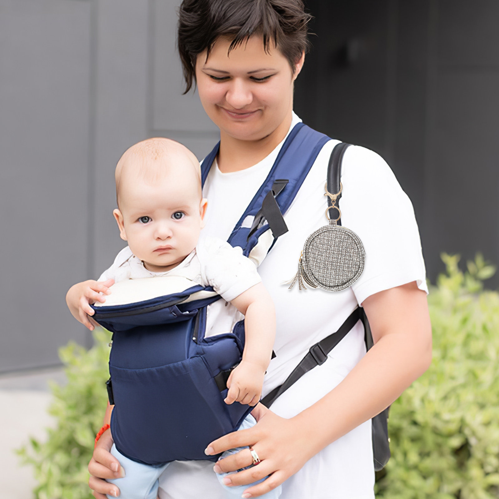 Backpack Diaper Bag - PU Pacifier Bag Portable Zipper Pouch