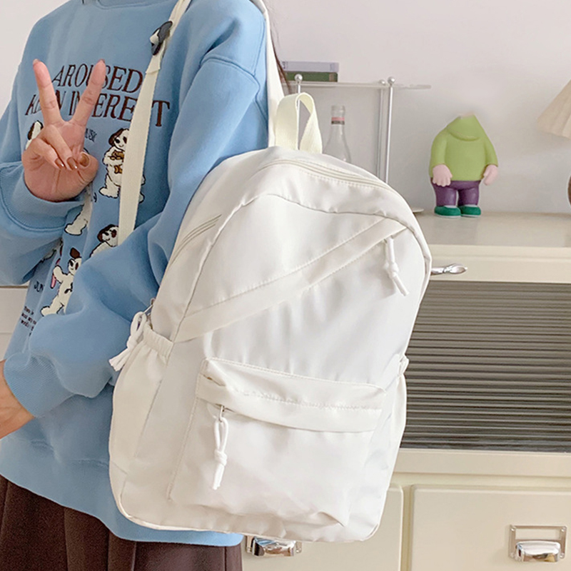 School Backpack Teen - Solid Color Women Backpack Large Capacity
