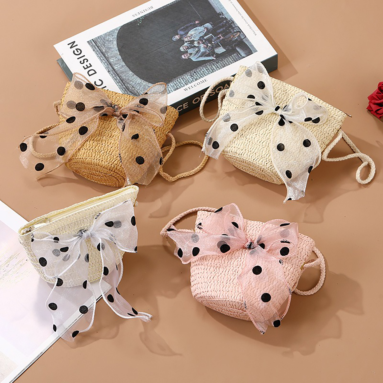 Foldable Backpack Small - Children Foldable Woven Straw Bag Summer