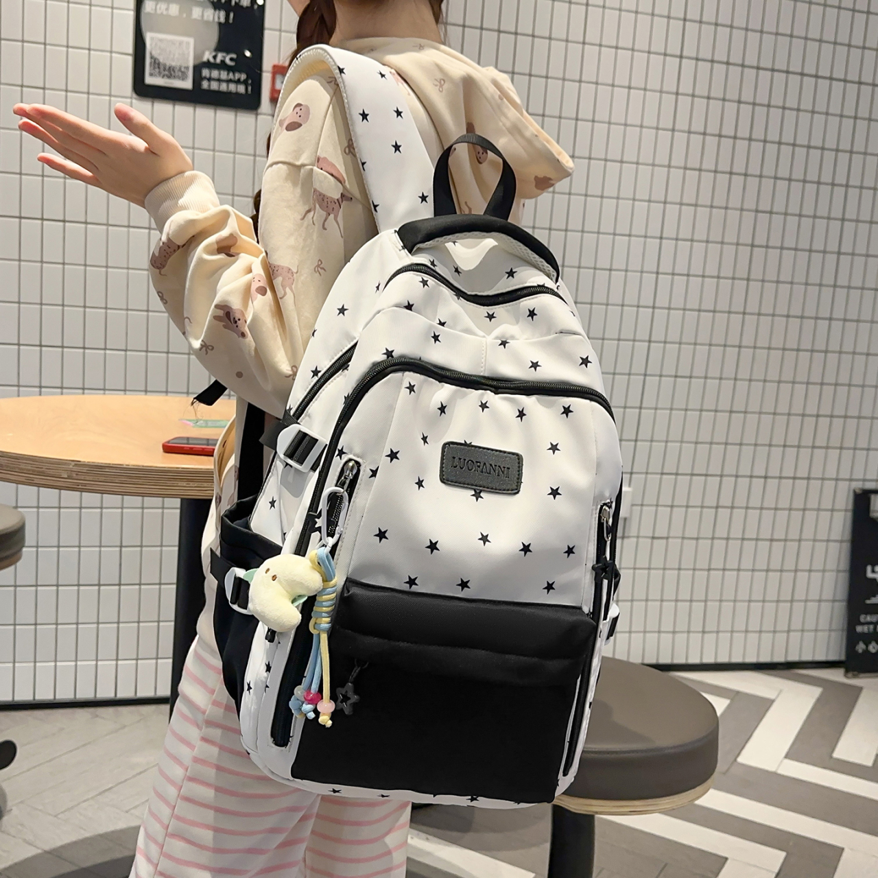 Women's Cream White & Yellow C - Canvas Backpack Casual review and price