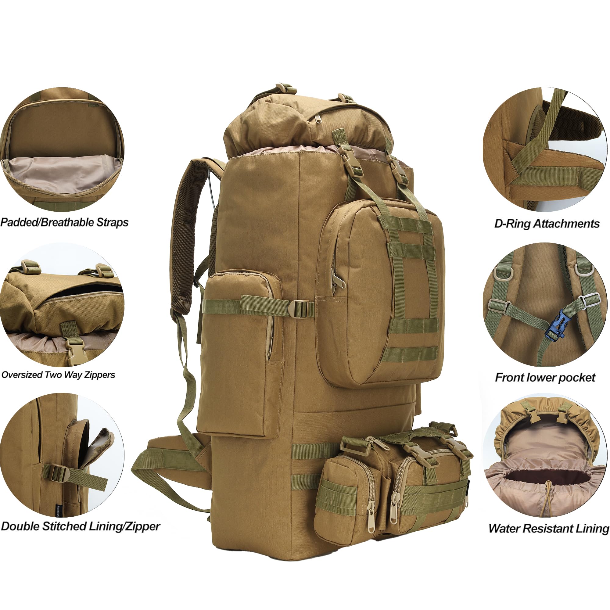 100L Hiking Backpack With Moll - Rucksack Military Style review and price