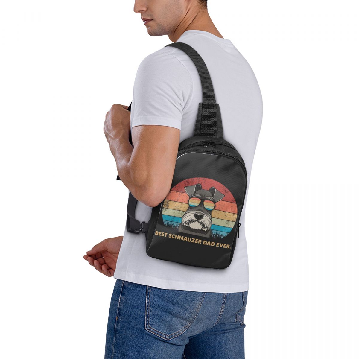 Best Schnauzer Dad Ever Chest  - Sling Backpack Shoulder review and price
