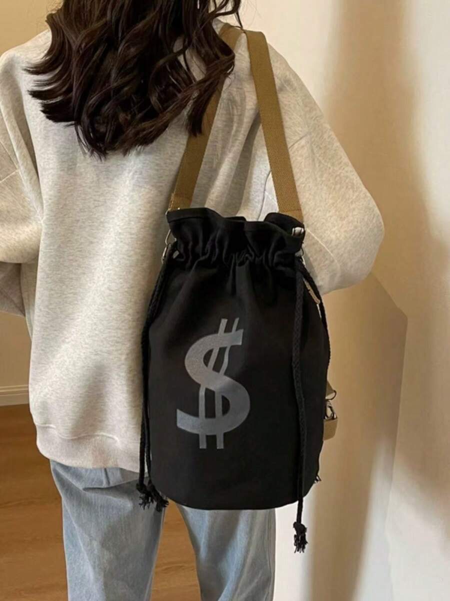 Black Canvas Drawstring Crossb - Canvas Backpack Casual review and price