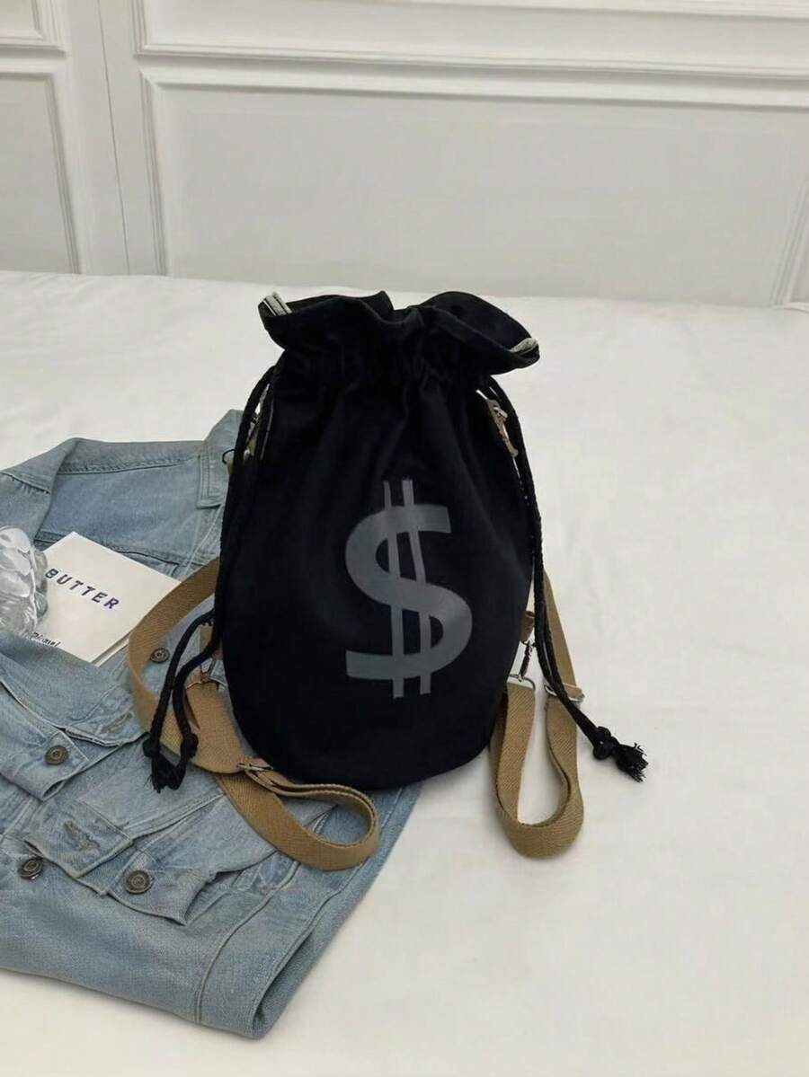 Black Canvas Drawstring Crossb - Canvas Backpack Casual review and price