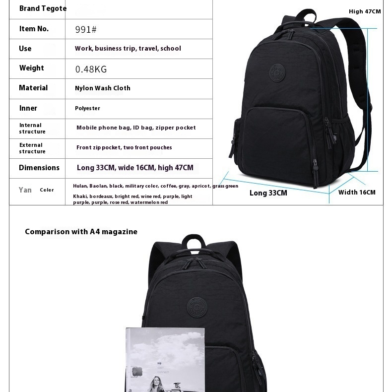 New Casual Nylon A4 Large Capa - Laptop Backpack 15.6 review and price