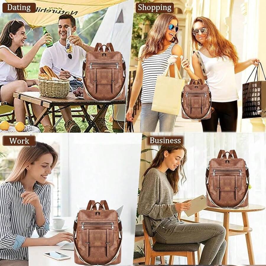 Women Fashion Vintage Brown PU - Leather Backpack Vintage review and price