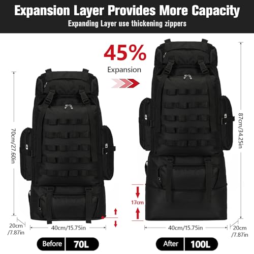 70L 100L Large Hiking Backpack - Rucksack Military Style review and price